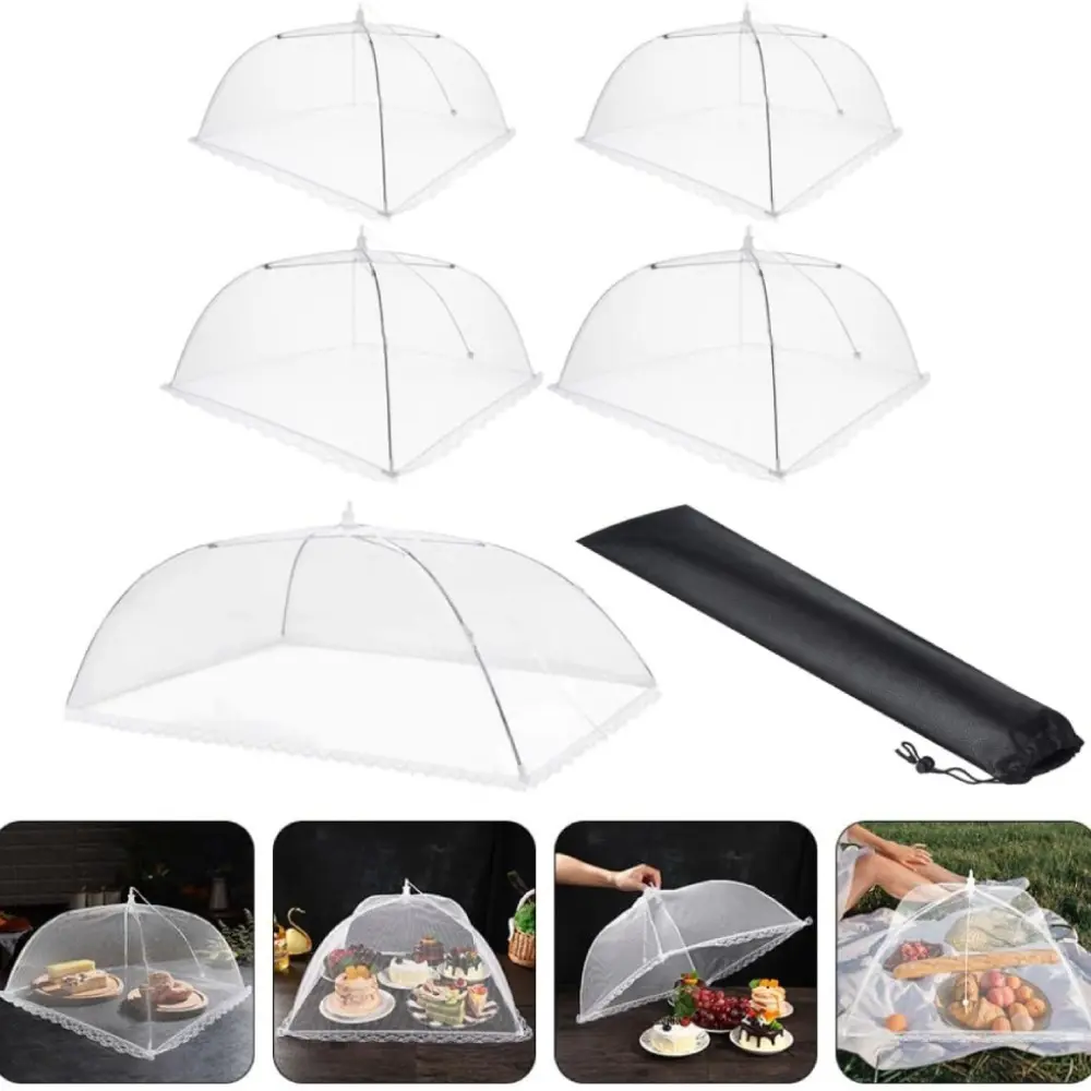 Food Covers for Outside - 1 Large & 4 Small Food Tents/Food Covers for Outdoors Mesh Screen, Picnic Pool Party Supplies, Pop-Up and Collapsible