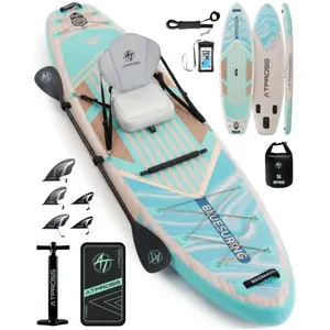 [Spring Glow Up] 12'×36" Inflatable Stand Up Paddle Board, 500LBS Extra Wide Capacity, Premium SUP with Kayak Seat for Advanced Paddlers, Fishing, Yoga & Kayaking, Non-Slip Stable Deck, Complete Accessories Kit with Backpack