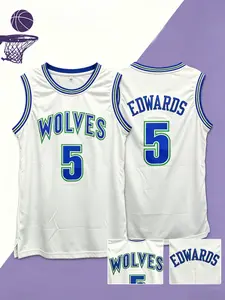 Men's #5 Embroidered Basketball Jersey,Basketball Tank Top Sleeveless Breathable Hip Hop Stitched Practice Athletic Shirt