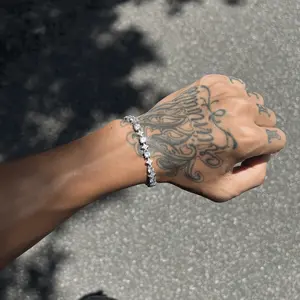 [LUMI25] Iced Out Moon & Star Tennis Bracelet AAAAA+ D Color VVS CZ Bracelet Wrist Chain Hip Hop Jewelry for Men Women, Boyfriend Girlfriend Gift