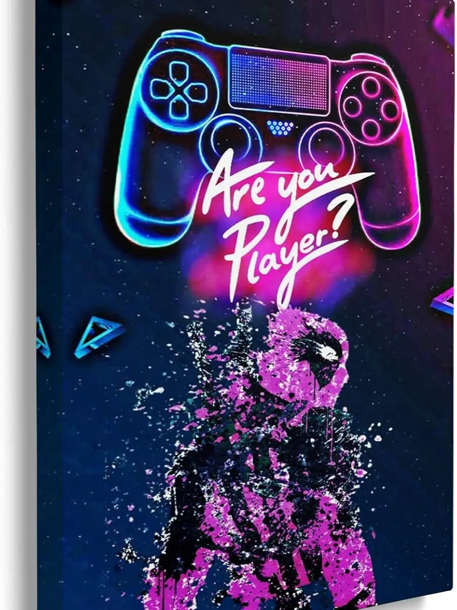 Gamer Canvas Wall Art Framed Gaming Posters for Gamer Room Decor Are You Player Gaming Wall Decor Video Game Art Prints Teen Boys Room Bedroom Decoration SHJY-02295
