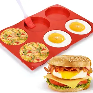 6 Cavities Silicone Egg Molds - 4" Nonstick Egg Mold for Breakfast Sandwiches Burger Egg Bites Egg Mcmuffin English Muffins