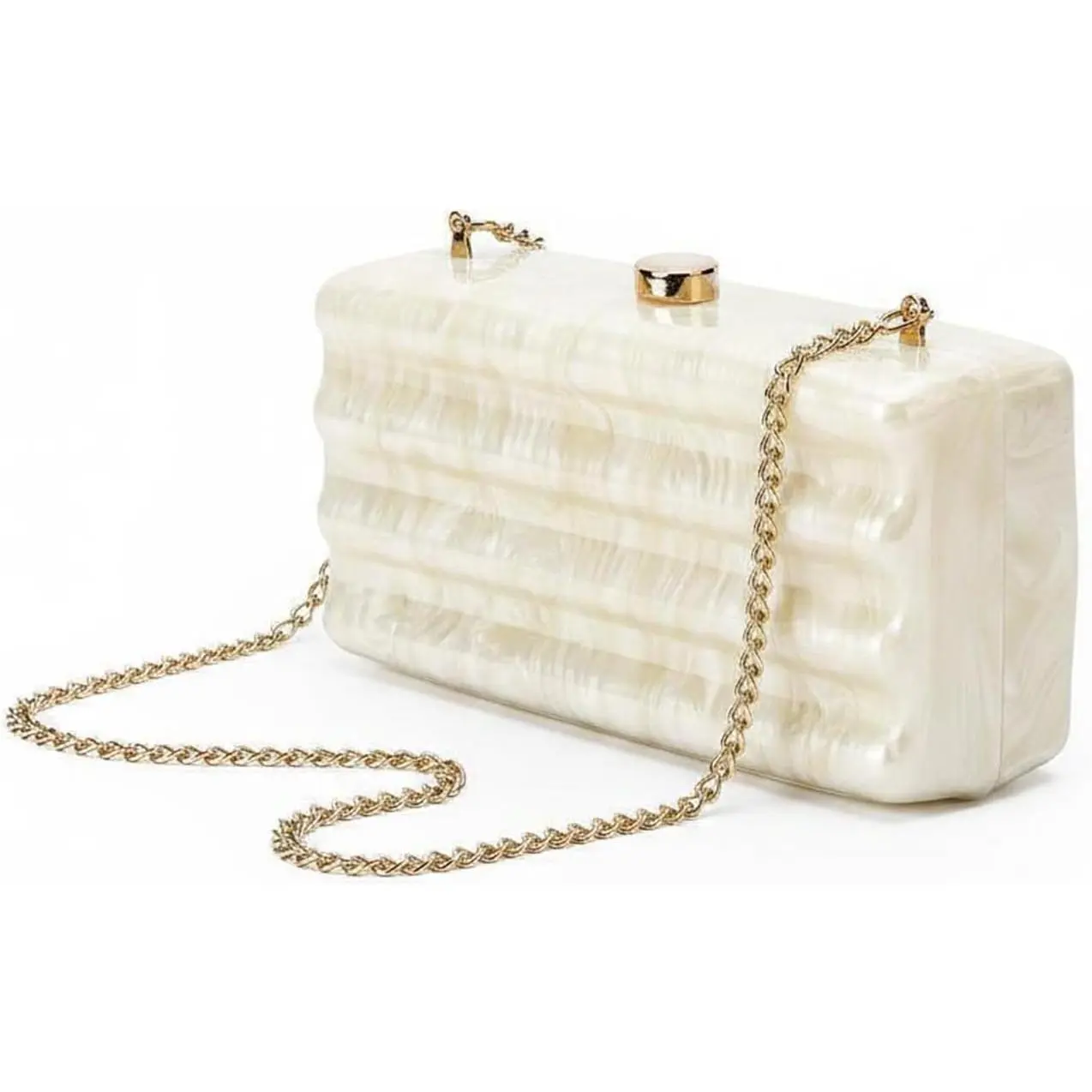 Acrylic Crossbody Evening Bag – Small Box Clutch Purse with Gold Chain, Fashion Wedding Party Handbag for Women