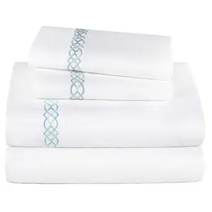 Superior Egyptian Cotton Embroidered Sheet Set,Queen
