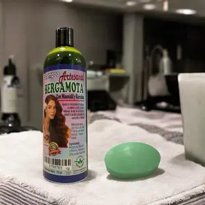 Combo SHAMPOO ARTESANAL y BARRA DE JABÓN DE BARRA  BERGAMOTA WITH MINOXIDIL & KERATINA  - Natural Hair Growth Formula for Anti-Hair Loss & Breakage Support