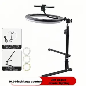 UEGOGO 10.24-in LED Selfie Ring Light with Adjustable Stand & Mobile/Cellphone/Smartphone Holder, USB-Powered Photography Studio Fill Light Accessories, Suitable for Live Streaming & Outdoor Use