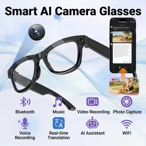 Camera Glasses Video Recording Glasses 1080P-Outdoor&Indoor Loose Style Smart Glasses, ENC Noise Reduction, Wireless Music & Calls, ChatGPT Real-time Translation, Image Recognition Bluetooth Sports Glasses