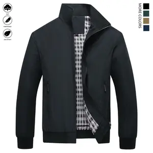 Men's slim-fit jacket - Zip closure, stand-up collar, functional side pockets - A regular style coat suitable for transitional weather in spring and autumn - Suitable for both daily and formal occasions - Durable polyester fabric, simple design
