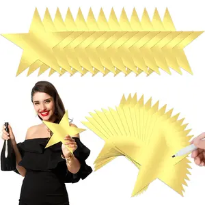 40-Pack Large Gold Star Cutouts – 11-Inch Double-Sided Paper Stars for Wall Decor, Party Backdrops, Classroom Displays, Graduation, and Event Decorations