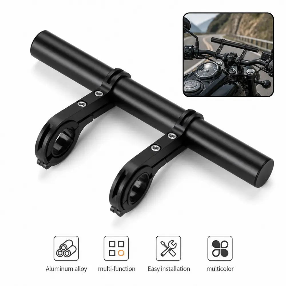 30cm Aluminum Handlebar Extender Double Clamp Mount, Universal for Motorcycle Scooter E-bike Mountain Bike, Extension Bracket for Phone Holder Headlight Speedometer