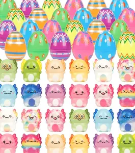 24 Pack Squishy Toys Prefilled in Easter Eggs for Kids - Axolotl Stress Relief Fidget Toys, Easter Basket Stuffers & Egg Hunt Party Favors