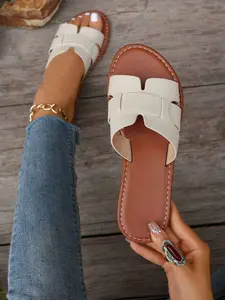 Korean Style Woven Flat Sandals for Women – Open Toe Roman Beach Shoes, Casual Spring Summer Strap Flats