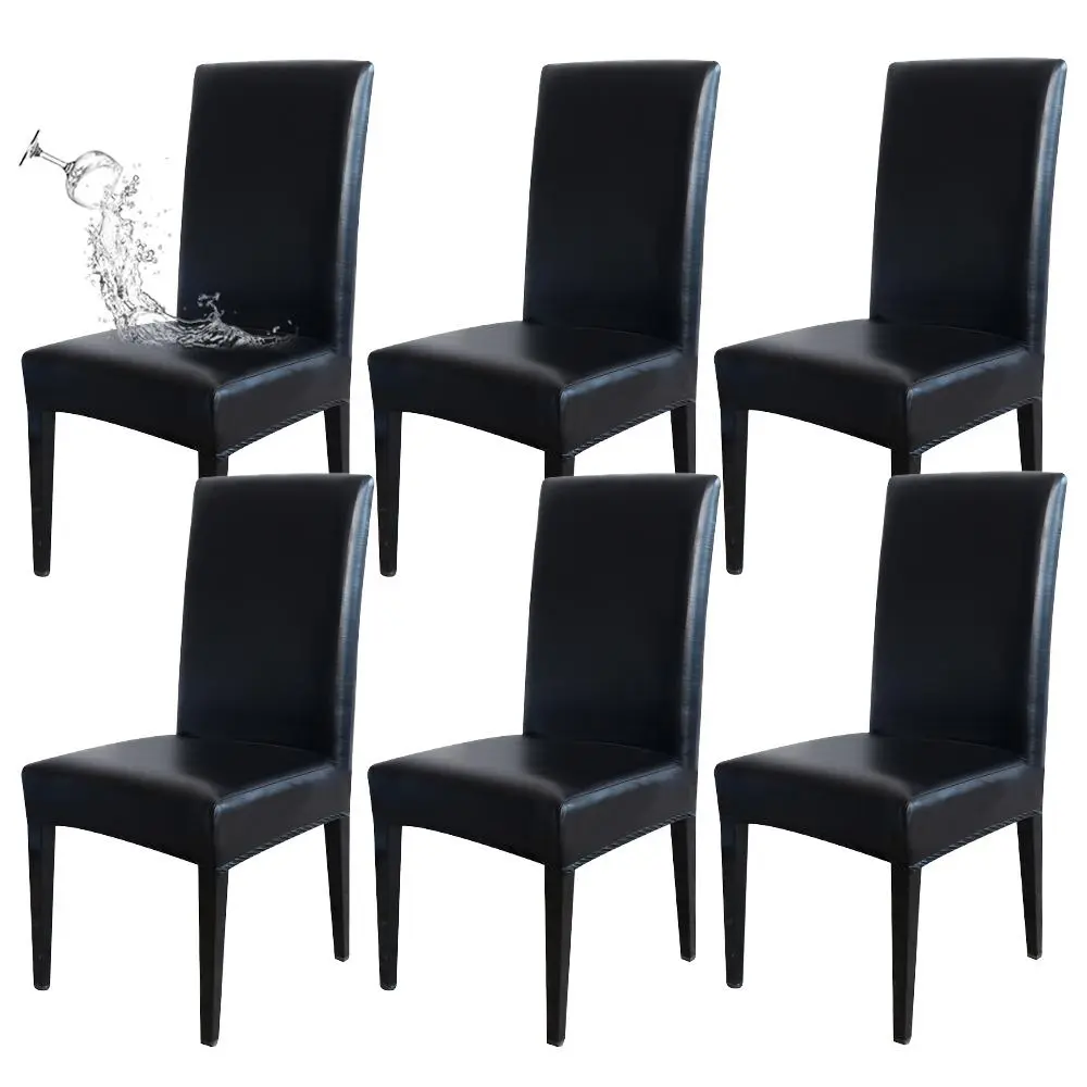 Solid Color Dining Chair Slipcover, 6 Counts Waterproof & Dustproof Chair Cover, Universal Chair Cover, Chair Protector for Home & Office, Chair Covers Set, Chair Protective Cover, Dining Chair Protectors