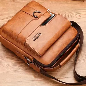 Men Messenger Bag, Vintage Large Capacity Shoulder Bag, Business Handbag, Travel Cross Bag Briefcase (Zipper Direction and Strap Assorted Variety) Father's Day Gift