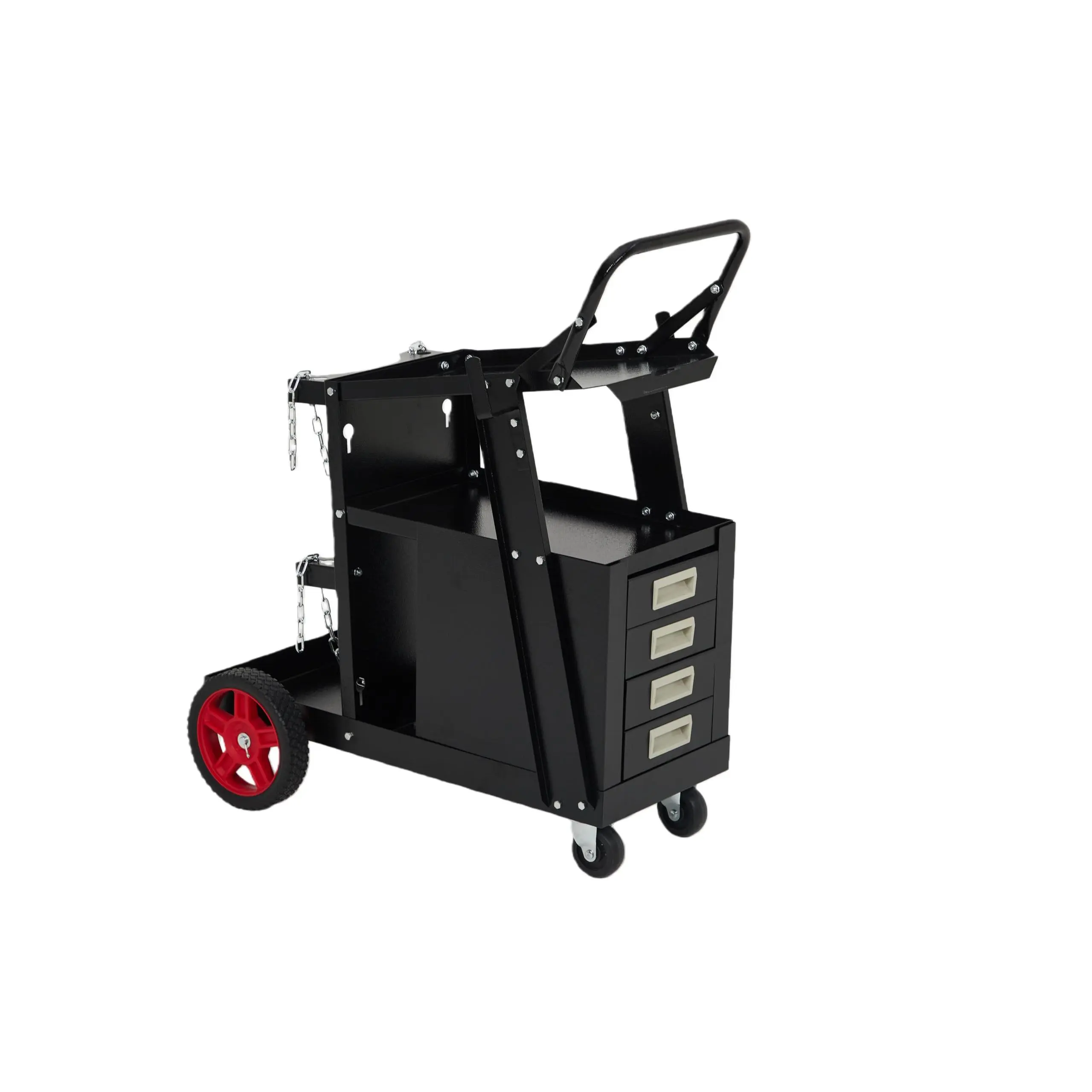 Welder Cart with Drawers, Heavy Duty Welding Cart with Safety Chains and Cylinder Slots for Mig/Tig Welder and Plasma Cutter,220 LB Weight Capacity