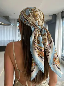 Swim Vcay Retro Paisley Print Scarf Bandana Silky Satin Casual Summer Daily Vacation Beach Party Outfit Women Fashion Accessories