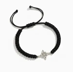 Women's Stainless Steel Witch Knot Pendant Bracelet, Delicate Hand-Woven Craft, Adjustable Flat Knot Design for Perfect Fit, Stylish Exquisite Daily Wrist Ornament, Ideal for Outfit Matching & Gifting