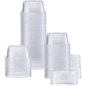 [2 oz. - 100 Count Clear Disposable Plastic Portion Cups with Lids - Souffle Cups, Jello Shot Cups With Lids, Clear Plastic Containers  for salad Dressing and More- Formerly Comfy Package