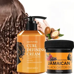Set of 2 Curling Moisturizing Styling Products: 280 ml Argan Nut Oil + 100 g Castor Oil Hair Conditioner — long-lasting hold while nourishing strands, creating wavy and curly textures; refreshing formula; a perfect holiday gift