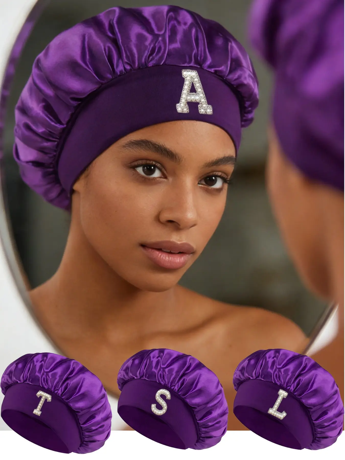 1 Piece Sleep Caps, Bonnets for Sleeping, Hair Bonnet, Elastic Wide Brim Silk Satin Cap, Soft Breathable Design, Anti-Slip Inner Band, Casual Turban Hat for All Seasons