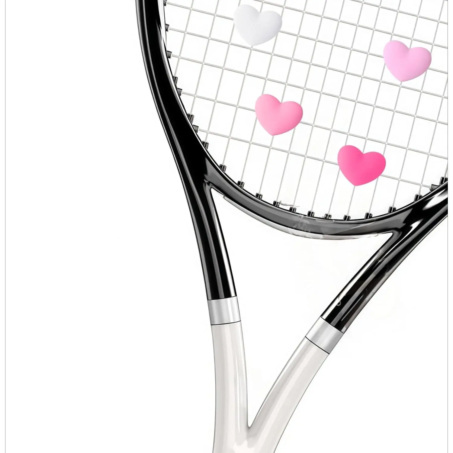 Tennis Racket Vibration Dampener with Grips, Cute Heart Shock Absorber for Tennis Racquets, Pink/Blue, Grips Tennis Vibration Dampeners