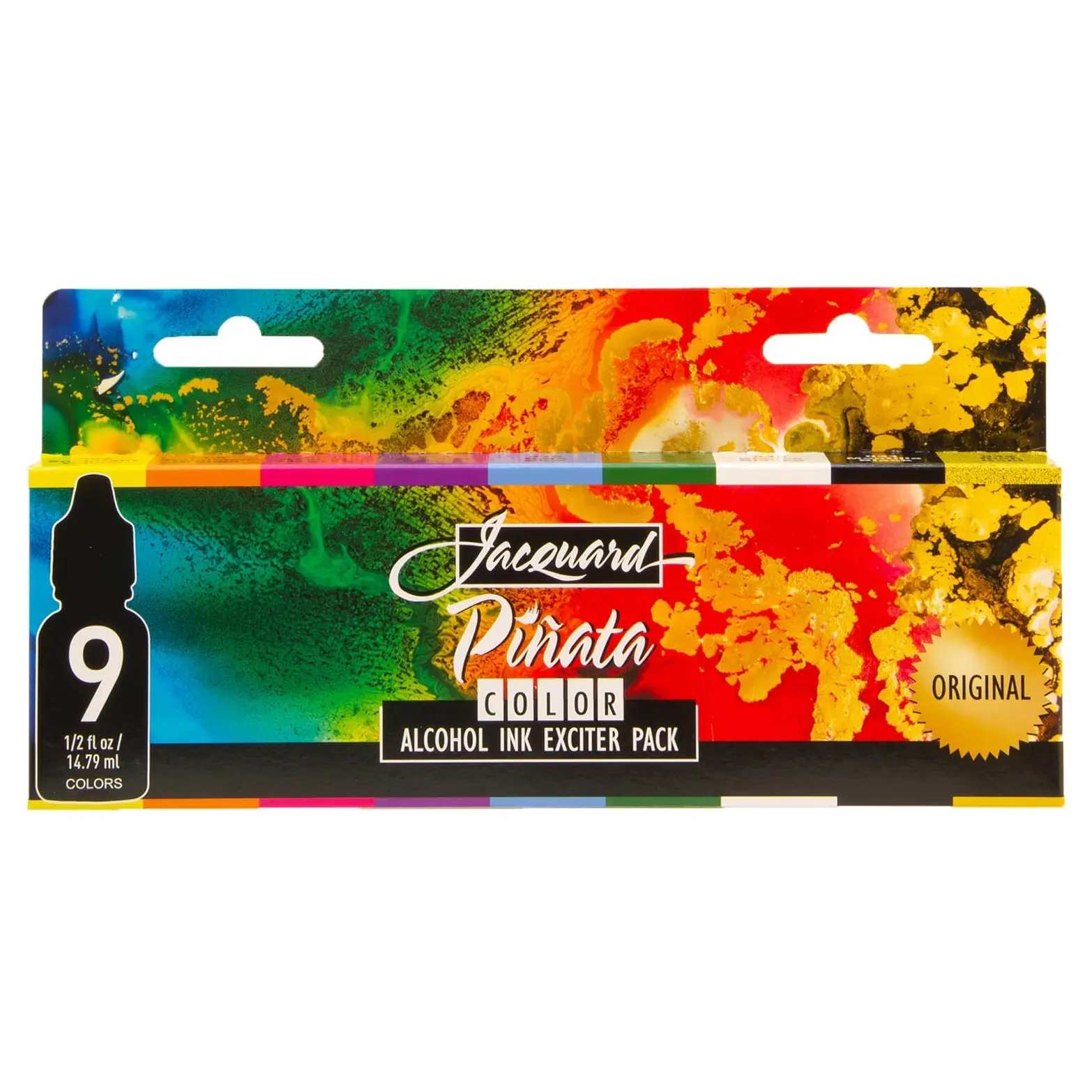 Jacquard Piñata Colors Alcohol Ink Exciter Pack, 9 Highly Saturated Fast-Drying Inks for Resin, Glass, Metal, Ceramic, Plastic, Leather and Polymer Clay, 0.5 Oz Bottles