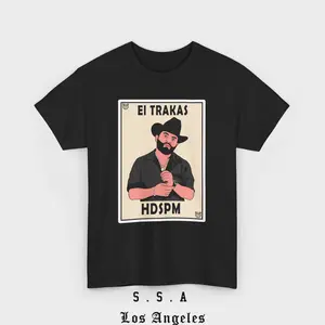 El Trakas Lotería Style T-Shirt HDSPM Tee Unisex Crew Neck Casual Streetwear Cultural Top Soft Fabric