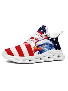 Unisex Eagle Print Low Top Sneakers, Casual Comfortable Breathable Non-slip Sports Running Shoes, Patriotic and Pride Walking Sneakers, Athletic Breathable Shoes