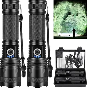 2 Packs 99000 Lumen Super Bright Flashlight with 5 Modes, Rechargeable Led Flashlights high lumens, Powerful Waterproof Flash Light for Home,Emergencies,Camping