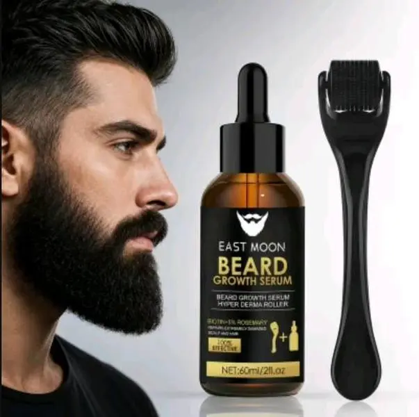 Beard Growth Kit-Beard Care Serum & Beard Massage Derma Roller, Beard Massager for Patchy/Spot Beard, Beard Kit for Men's Grooming, Men's Daily Beard Care Products and Tools, Holiday gifts, Father's Day Gifts