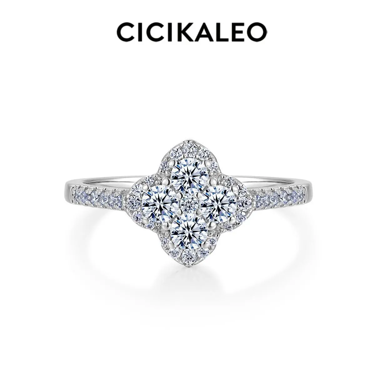 CICIKALEO 1.3CT Moissanite Rings for Women Clover Lucky 18K Gold Plated Lab-Created Engagement Promiserings Gift for Her R021 #Summervibes