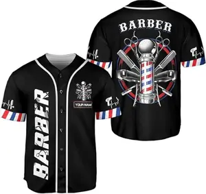 Personalized Barber Shop Baseball Jersey, Hairdresser Baseball Jersey Barber