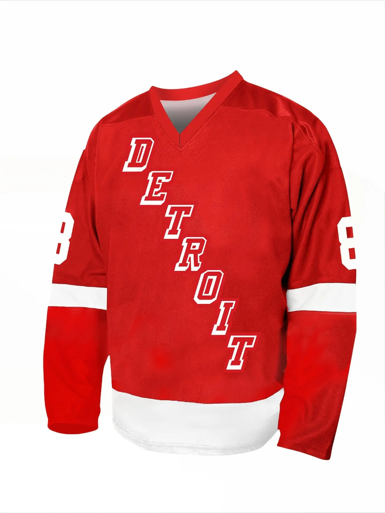 Men's Detroit 88 Red Hockey Jersey, Christmas Collection, featuring retro classic embroidery stitches, breathable fabric, Athletic Style, Breathable Sports Top, suitable for team sports and daily casual wear