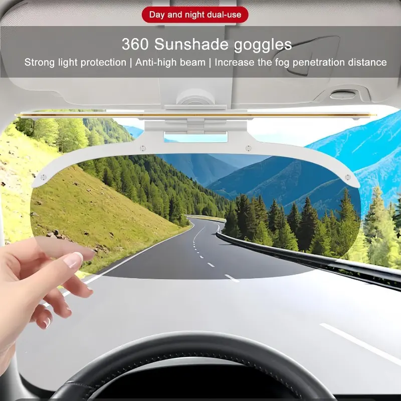 2-in-1 Car Sun Visor,Day Night Polarized Sun Visor Extender for Car Trucks-Anti Glare UV Protection Clip on Shield, Shatterproof Optical Acrylic Heat Reducer Universal Adhesive-Free Sun Visor for Car Windshield, Car Sunshades for Windshield