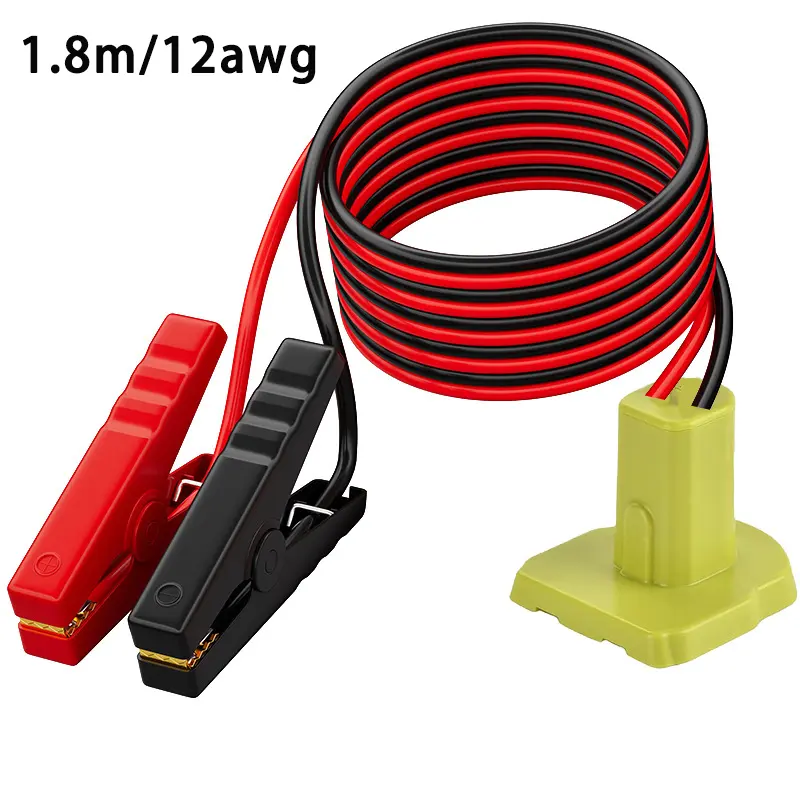 [Ryobi Jumper Cable] Ryobi 18V Battery Compatible Jumper Cable Clamps | 5.9ft 12AWG Portable Automotive Booster Cables for Jump Starting Using Tool (No Battery)