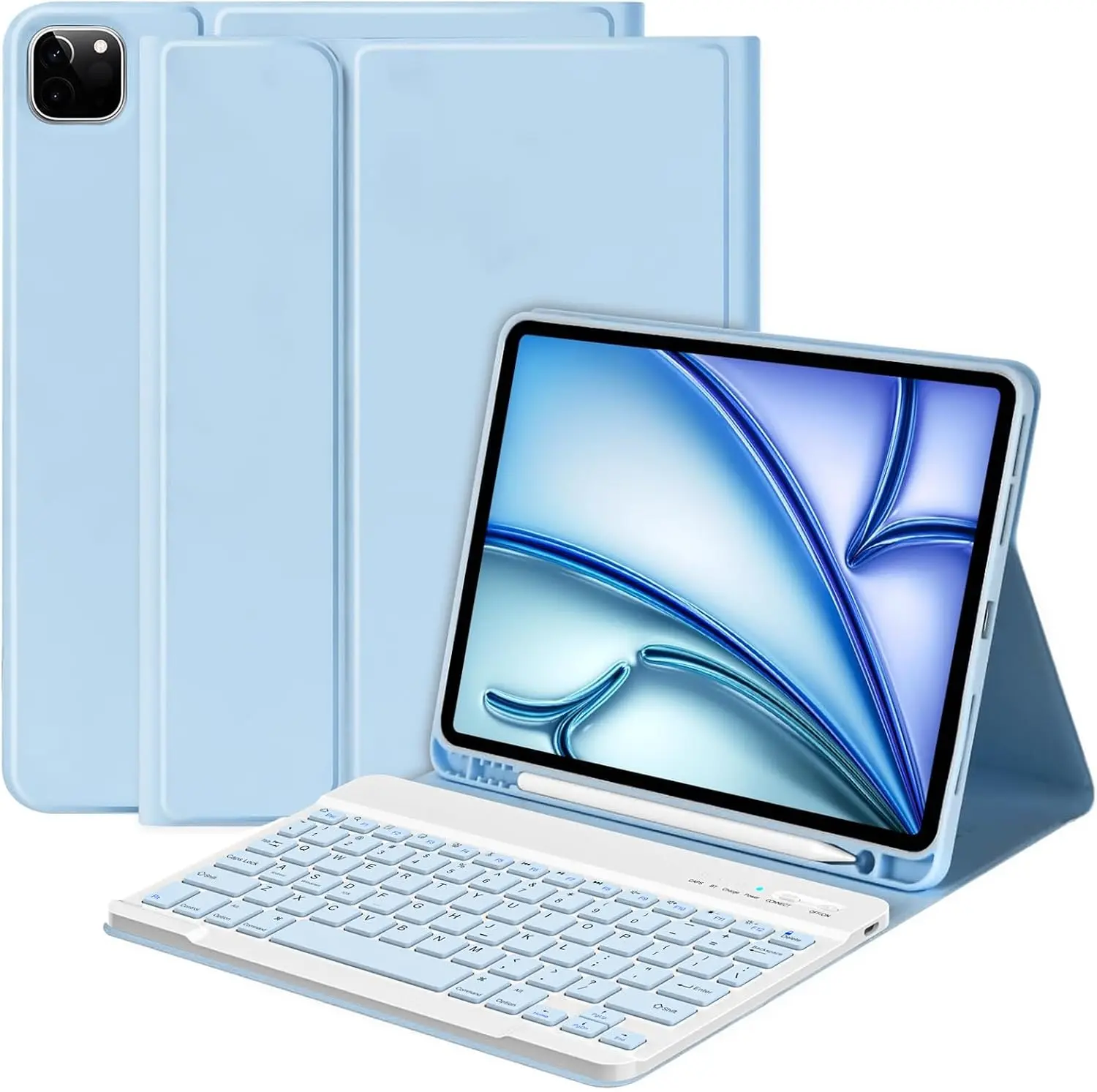 for iPad Air 11 Inch Case with Keyboard,Folio Cover| Detachable Keyboard, Pencil Holder for iPad Air M4/M3/M2 (2026-2024) and Pro 11 in(4th /3rd /2nd /1st Gen)& Air 5th/4th,Blue