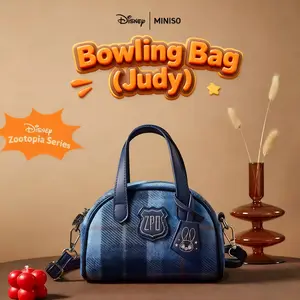 [New Year's gift] MINISO Disney Zootopia Bowling Bag Retro College Style Handbag and Crossbody Bag, New Year's gift and Black Friday