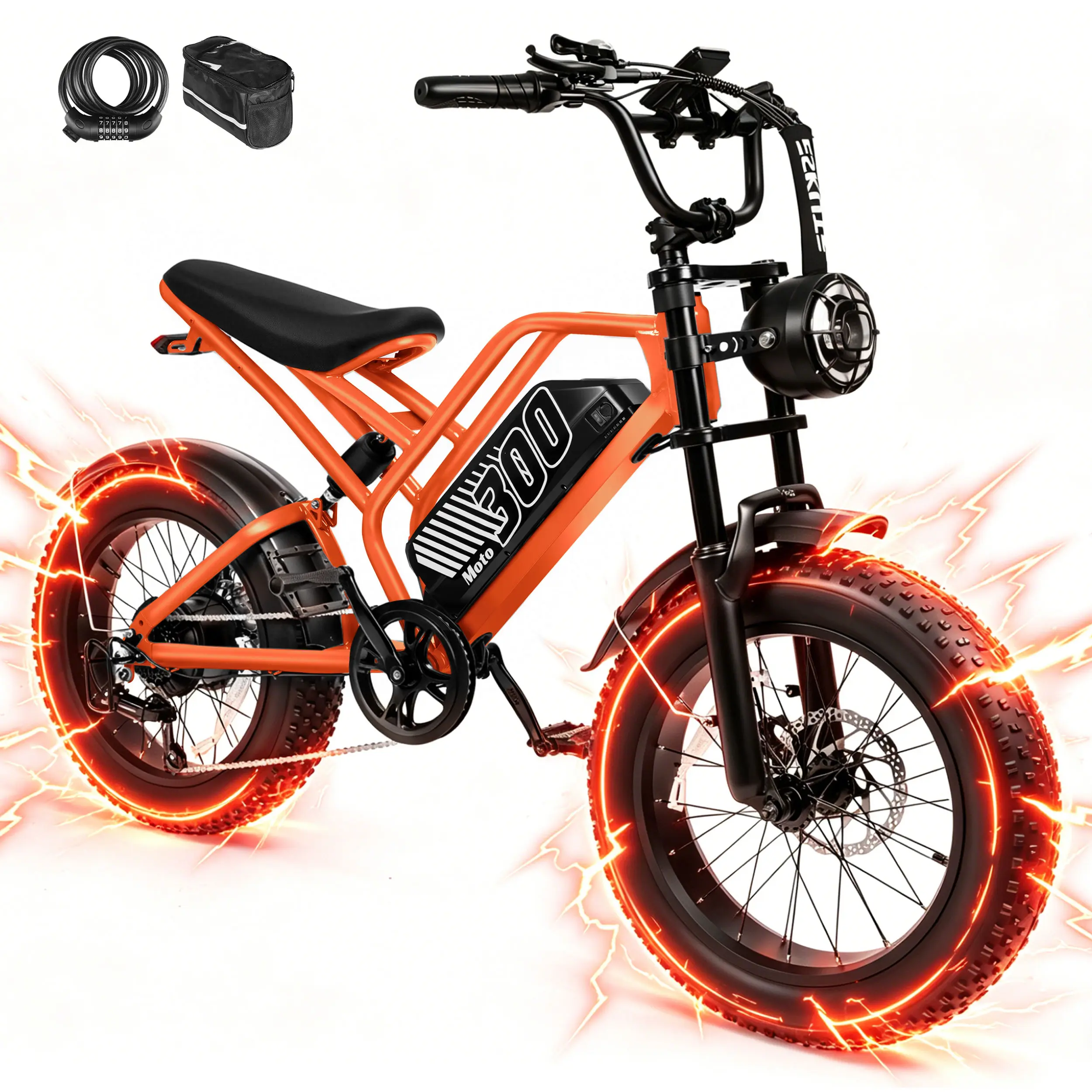 [+2 Free Gifts] ESKUTE V300 All-Terrain Electric Bike | 30-35MPH, 1500W Peak | 20" Fat Tire suspension Ebike w/ Free Phone Bag & Lock