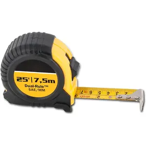 10907 Tape Measure with Easy-Read Standard Markings and Durable Case, 25-Foot, Dual-Rule