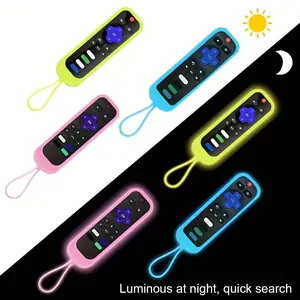 1 count Afterlight Wrap Silicone Glow-In-The-Dark Remote Control Cover With Lanyard - Compatible For Tcl, Hisense, Roku Tv Remotes