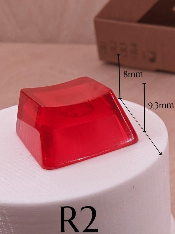 ResinKeyWorks Red Blank 1U Accent Keycaps, Transparent Hand Polished Resin OEM Caps with MX stems