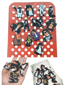 Michael Jackson Designer Style Shoes Set, DIY Garden Shoe Accessories, Boys' Birthday Gift, Casual Cartoon Pattern, All Seasons