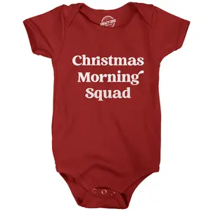 Baby Bodysuit Christmas Morning Squad Funny Xmas Party Family Novelty Graphic Jumper for Infants Funny Baby Onesies Christmas Clothes for Baby Novelty Onesie Red