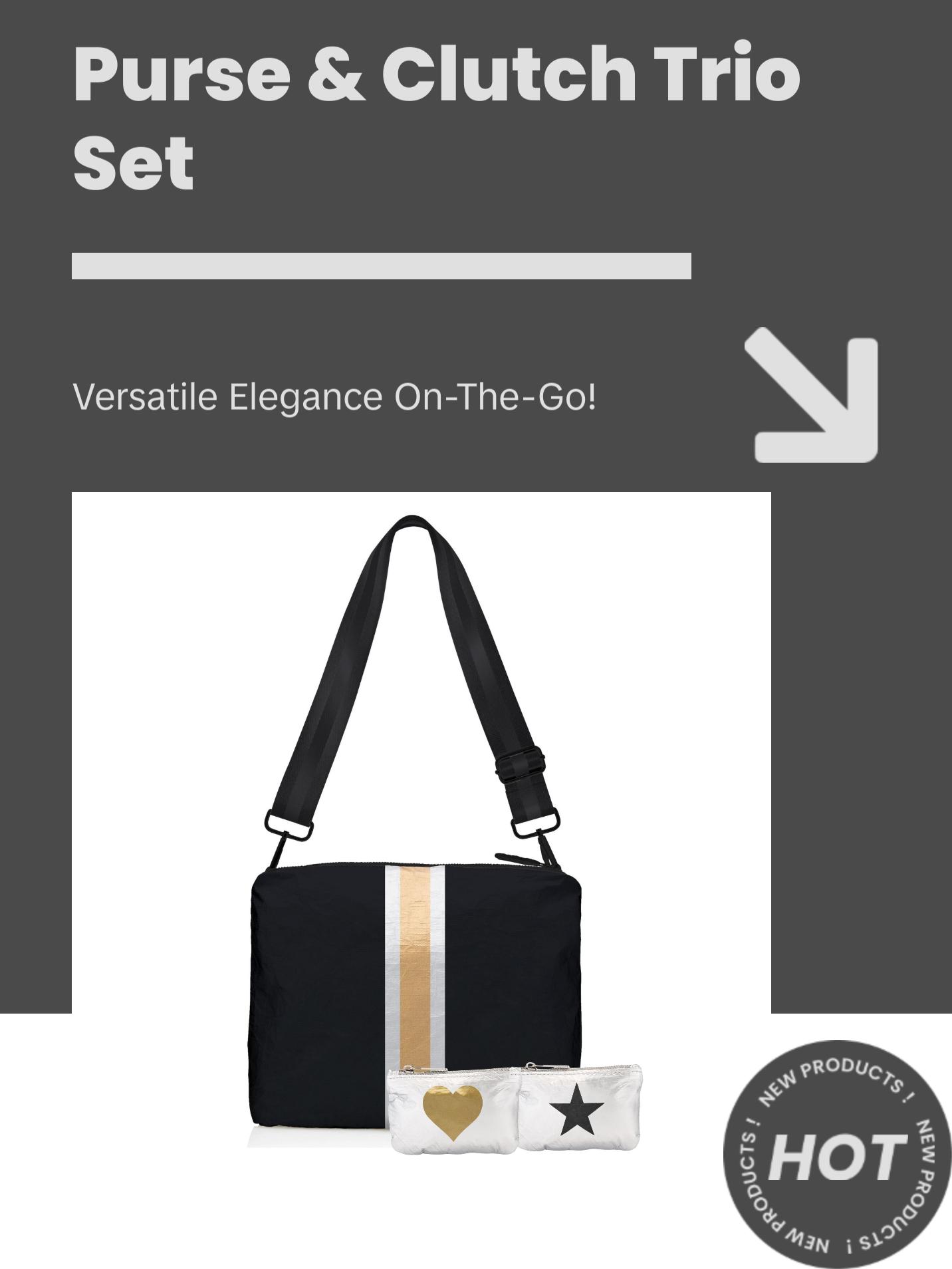Everyday Purse Essentials Three Pack - Black, Gold, and Silver