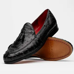 Marco Di Milano Aubiere in Black Ostrich Tassel Loafers