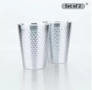 450ml Aluminum Cup Hammered Copper Plating Cup Anti-fall Aluminum Beer Cup Metal Cola Cold Drink and Juice Cups For Outdoor Home