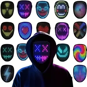 Led Gesture Sensor Face Changing Luminous Cyberpunk Mask, Men's and Women's Halloween Masks for Carnival Dj Parties, Dance Parties, Bar Atmosphere Props, Party Event Props