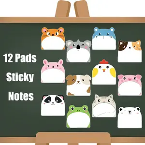 12Pcs/Set Cute Sticky Notes,Fun Animal Sticky Notes Pads,Bulk Cartoon Memo Self Adhesive for Veterinary Gift Office School Tab,Christmas Party Gifts,Hand Tools Kits