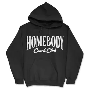 Homebody Couch Club Unisex Hoodie Funny Sarcastic Graphic Novelty Hooded Sweatshirt Unisex Vintage Fashion Hoodies Funny Introvert Pullover Novelty Sweatshirt Black -