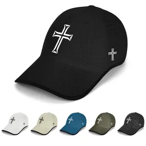 1 Pcs Cross Foldable Cap Graphic Adjustable Sun Protection Cap Breathable Quick Dry Althletic Hat Adjustable Stylish Hat Outdoor Activities Hiking Walking Clumbing Mountain Golf Trucker hats Birthday Gifts Christian Believer Gift